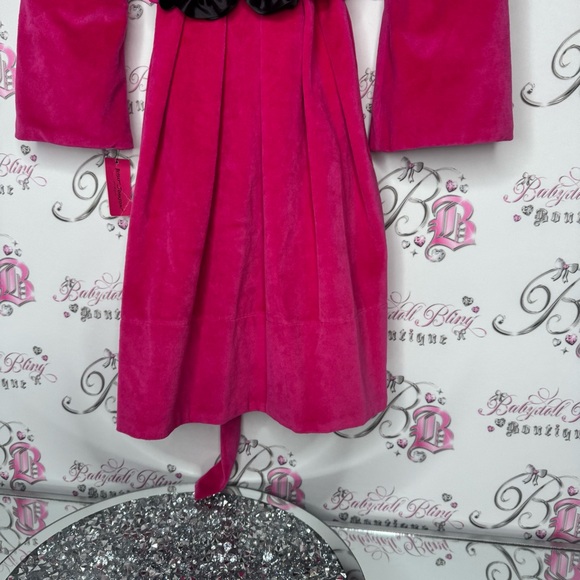 Betsey johnson robe pink black floral detail waist tie belt brand new with tags - Picture 13 of 14
